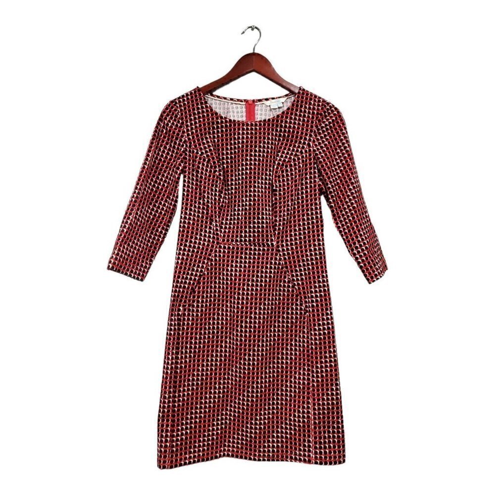 Boden Womens Hannah Seam Detail Red Black Polka Dot Corduroy Sheath Dress Sz 4R